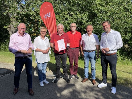 v.l.:Gerald R. Dörr, Anja Asmussen, Horst Röhrig, Gerhard Merz, Stefan Bechthold und MdB Felix Döring